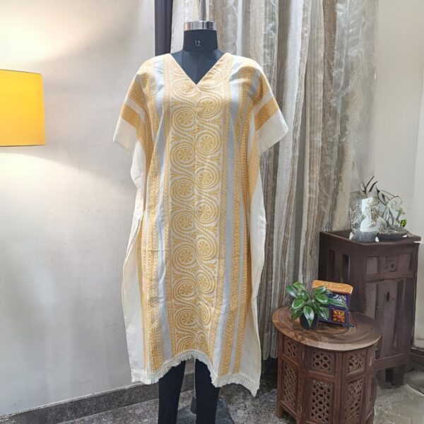 Sunheri-dhoonp-yellow-jacquard-kaftaan-kurta